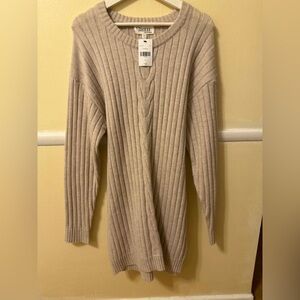 Knit Tie-Back Ribbed dress  in Beige